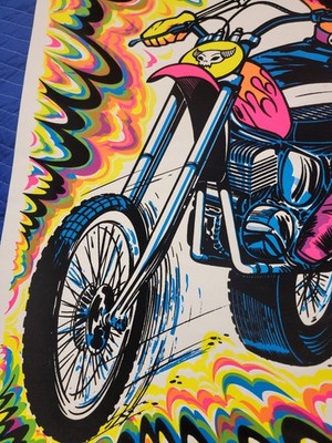Vintage Original CHOPPER Blacklight Poster 1975 Biker Demon Gnarly