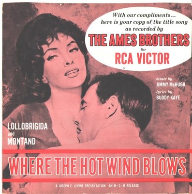 AMES BROTHERS--PICTURE SLEEVE + 45-(WHERE THE HOT WINDS BLOW)--PS--PIC--SLV