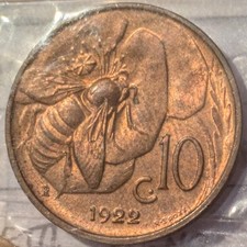 10 Centesimi Ape 1922 Vittorio Emanuele III Regno D'Italia
