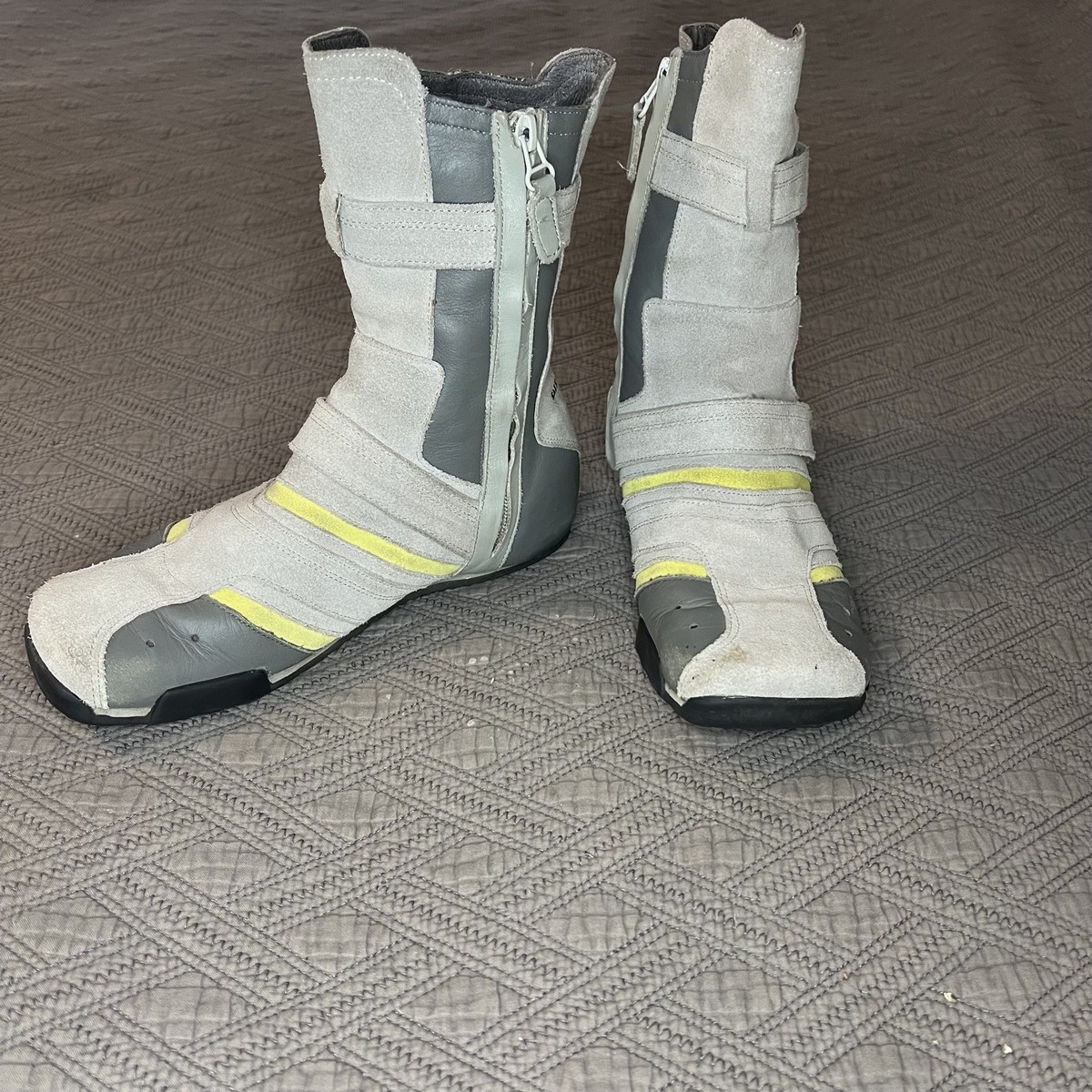 Vintage Y2K Diesel Mankato Gray Leather Cyber Moto Boots Boxing