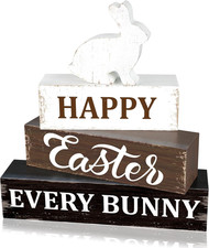 Rustic Easter Bunny Wooden Table Sign for Home Decor and Centerpieces