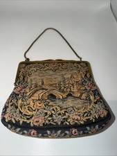 VINTAGE SM TAPESTRY PURSE BAG SCENIC LANDSCAPE DESIGN