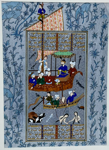 Miniature Painting Persian Art Silk Paper Handmade Alexander The Great 11.4x7.9" - Picture 2 of 4