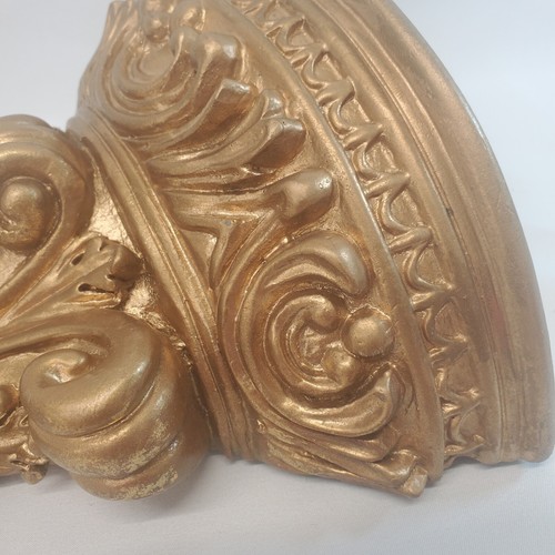Elements Ornate Wall Sconce Shelf Gold Scrolled Hollywood Regency 12x8 Resin - Picture 10 of 11