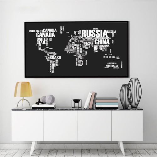 Banner Enorme Tamaño Grande Lienzo Palabras Negras Decoración Pared Hogar Mapa del Mundo Póster - Imagen 7 de 12