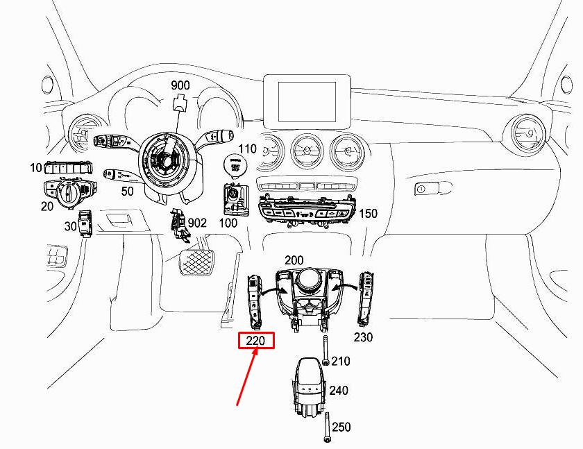 MERCEDES-BENZ GLC X253 Left Lower Control Panel Switch A2539055400