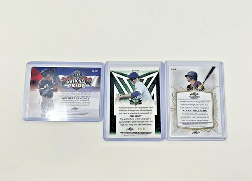 Lot Of (3) Leaf Signature Cards Featuring 23/50 Alika Williams 18/99 Cole Henry - Picture 5 of 8
