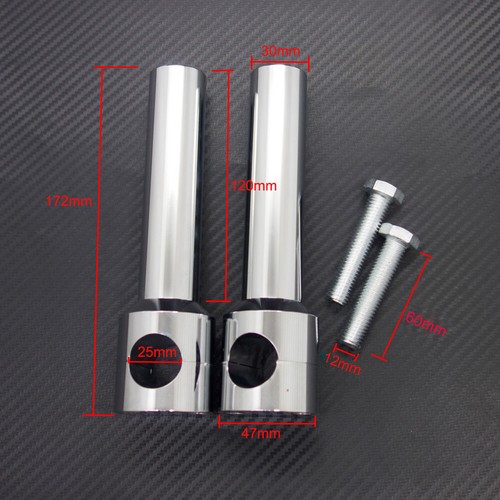 Motorcycle 1'' 25mm Chrome Round Handlebar Bar Risers Bar Mount Clamp For Honda - Picture 6 of 10