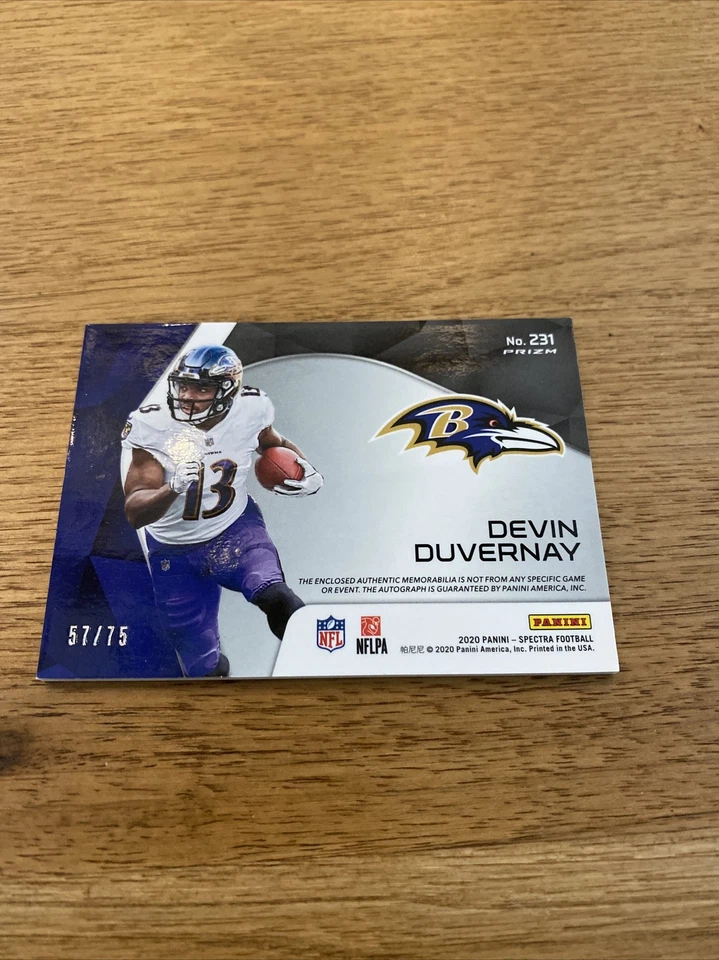 2020 Panini Spectra Devin Duvernay Prizm Patch Auto /75 - Image 2 of 2