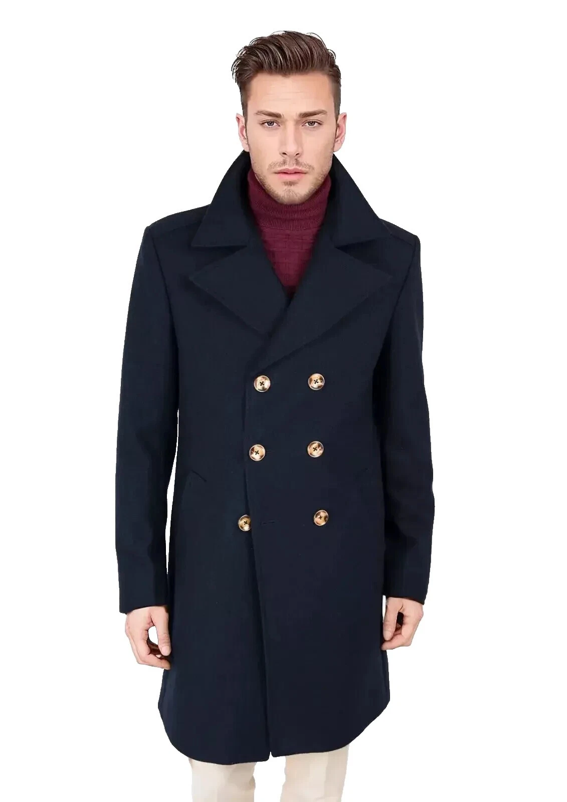 NAVY Pea Coat Jackets para hombres