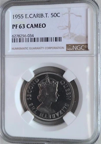 British Caribbean Territories 50 Cents 1955 NGC PF 63 Cameo