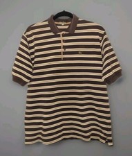 Vintage BURBERRY LONDON Polo Medium Shirt Short Sleeve Brown Stripe Men Read