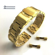 Gold Metal Steel Brushed Curved End Replacement Watch Band Oyster 7008
