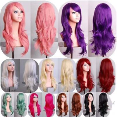 70cm Long Curly Fashion Cosplay Costume Party Hair  Wigs Full Hair Wavy Wig