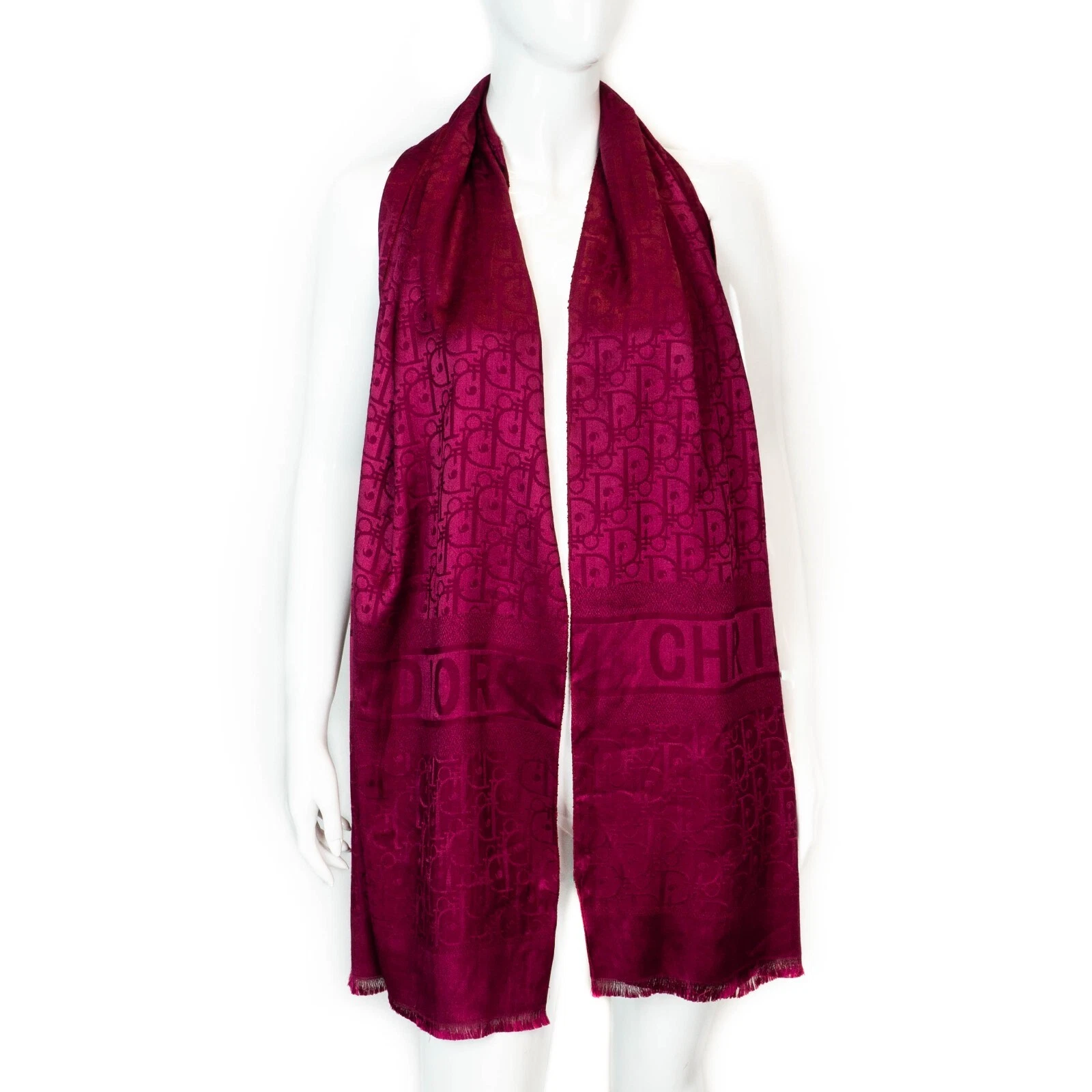 Foulard Christian DIOR en soie cachemire bordeaux vintage années 00