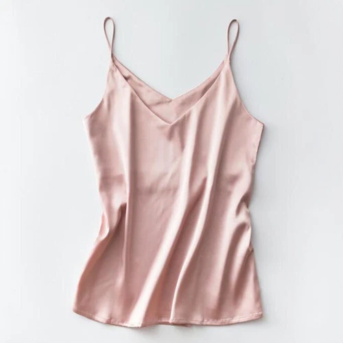 Women Silk Satin Tank Cami Plain Sleeveless Strappy Camisole Vest Casual Tops - Picture 18 of 35