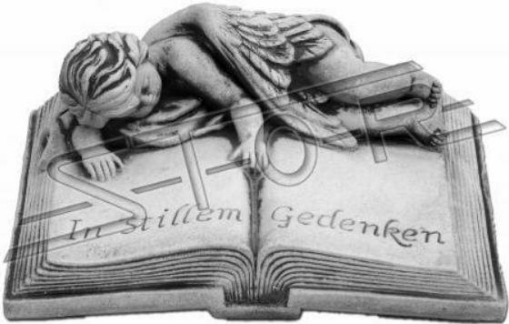 Grab Text In stillem Gedenken Stein Dekoration Figur Statue Buch Wetter fest