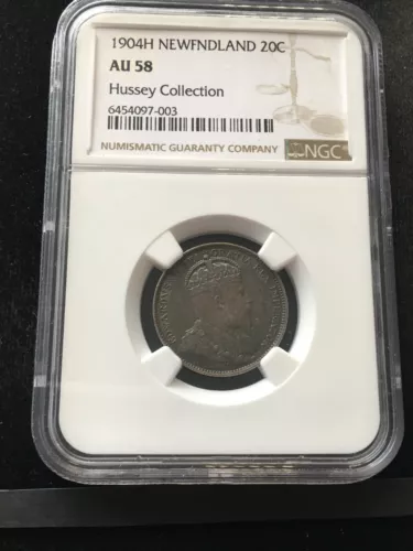 1904H  NGC Graded Newfoundland, Silver ¢20 Cent, **AU-58** #003