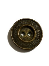 VICTORIAN ERA RARE ANTIQUE PAT. JULY. 1880 Metal BRASS BUTTON Two Holes