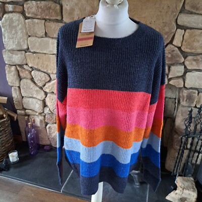 Brakeburn Lykke Stripe Soft Knit Jumper Multicoloured Size 12 BNWT RRP £64.99...