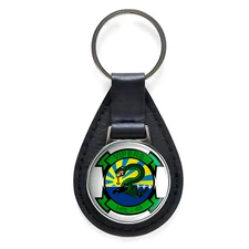 HSL-48 'Vipers' Black Leather Keychain Silver Keyring Military Gift