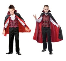 Vampire Costume Boys S 4-6 Halloween Shirt Cape Pants Dracula Cosplay Dress up