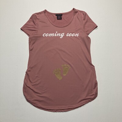 Violet & Ruby Pink  Coming Soon  Short Sleeve T-Shirt Women s Maternity Size M