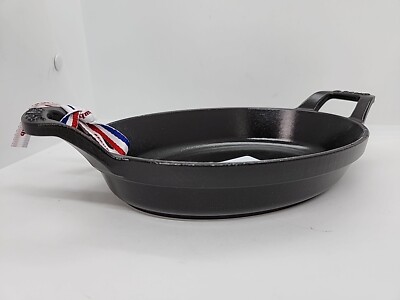 new STAUB Cast Iron 8-inch x 5.5-inch Oval Stackable 3/4 Qt. Gratin Baking Dish