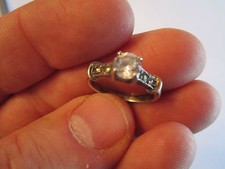 STERLING SILVER WITH SOLITAIRE CZ ENGAGEMENT RING - SIZE 7 1/2 - MARKED 925