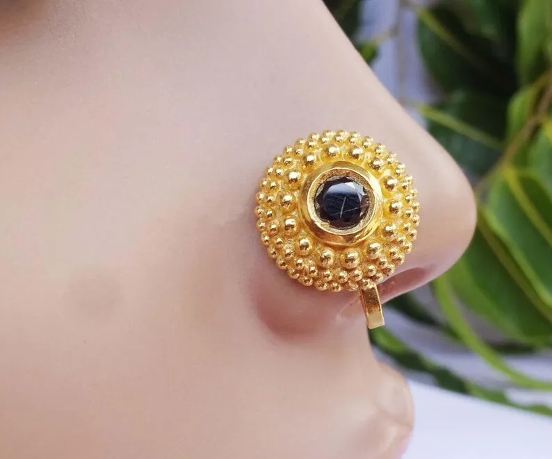 Indian Gold Nose Ring Clip On Nose Stud Christmas Day Gift Nose Stud