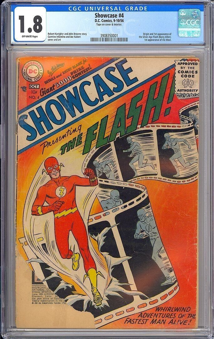 Showcase #4 Origin & 1st App. The Flash Silver Age Vintage DC Comic 1956 CGC 1.8