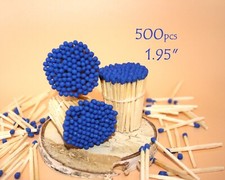 500pcs blue tipped party wedding candle jar crafts matches. Natural wood 1,95"