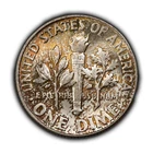 1964 10c Roosevelt Silver Dime - Thick Neon Rainbow Toning - BU - SKU-Y5595