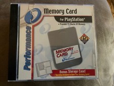Performance PlayStation PS1 PSOne Memory Card Gray W/ Storage Case  Sticker