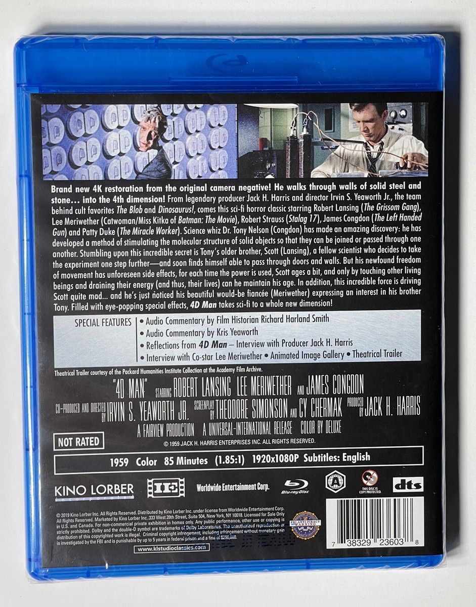 4D Man Blu-ray KINO Robert Lansing Lee Meriwether BRAND NEW