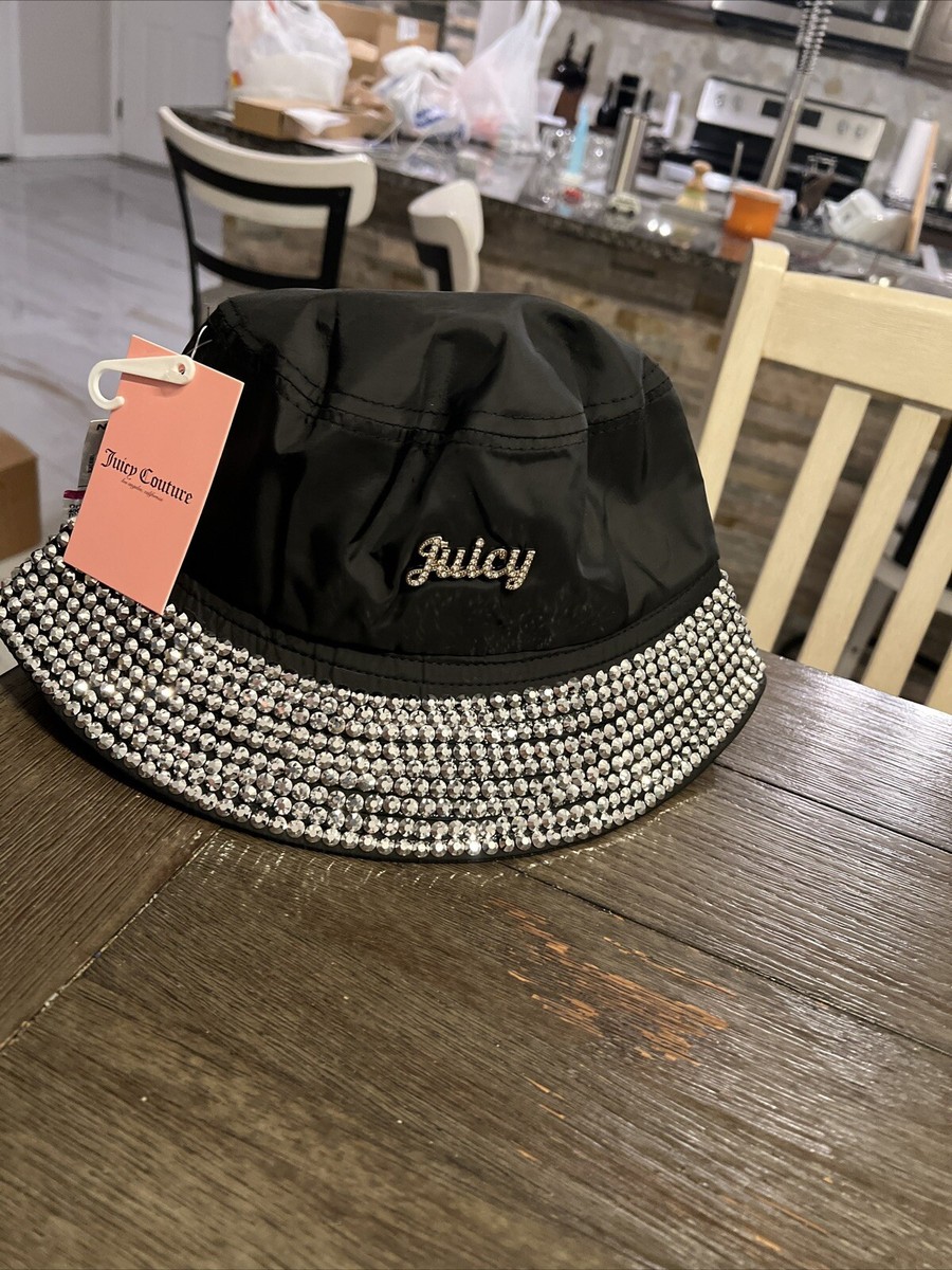 Juicy Couture Black Hat Nylon Silver Bling Bucket Designer  display picture 1