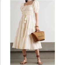 Ulla Johnson Iliana Puff Sleeve Cottagecore Peasant Dress Poplin Size 12