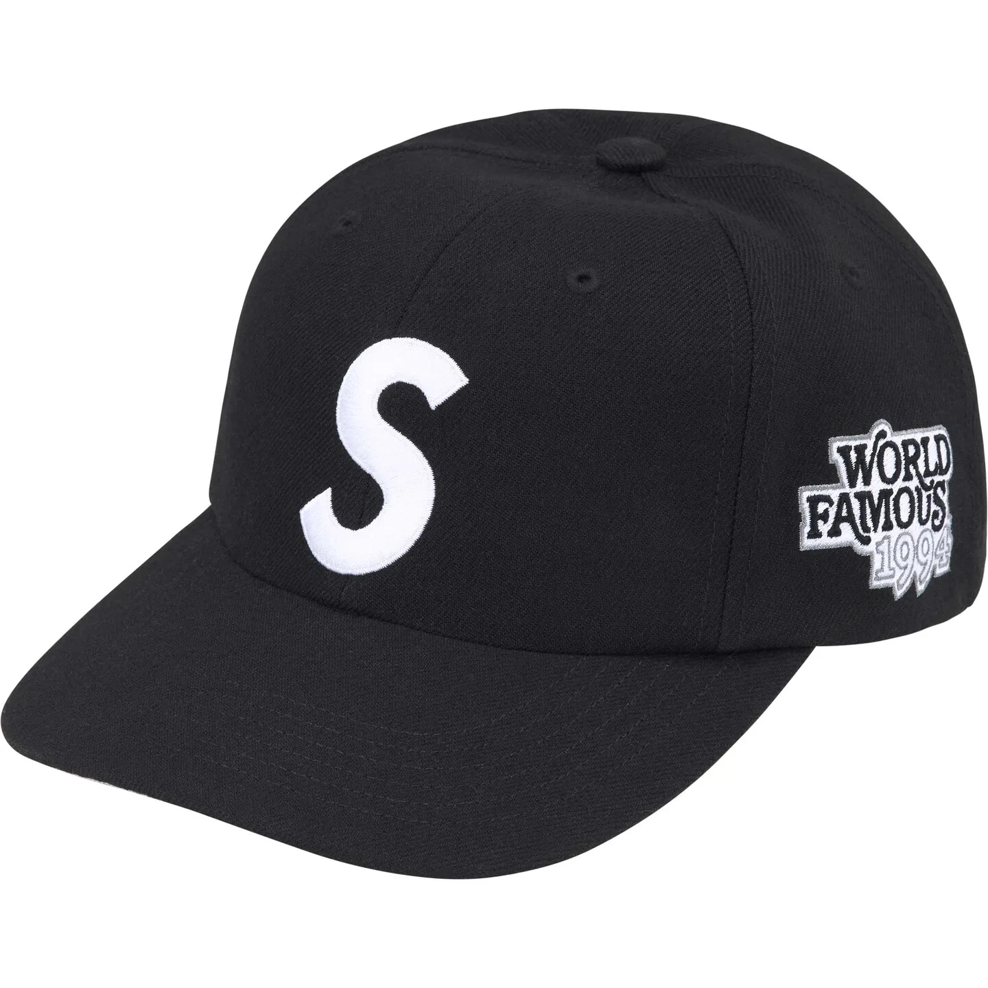 Logo Supreme World Famous S 6 panneaux noir
