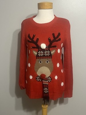 Absolutely Famous Red Reindeer Christmas Sweater