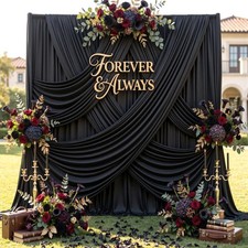 12ft x 10ft Black Backdrop Curtains for Parties, Wrinkle Free 2 Panels Photo ...