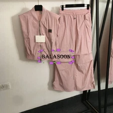 suit sleeveless vest coat+tooling wide-leg pants