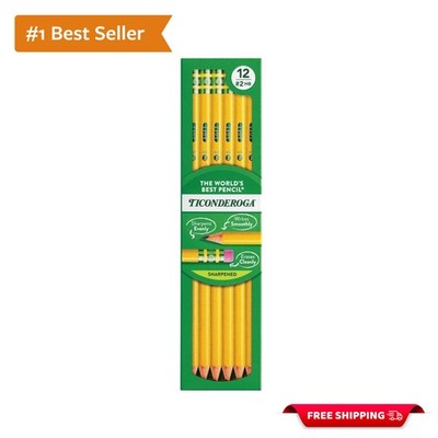 12 Count of Pre-Sharpened Yellow #2 Graphite Pencils with Eraser - Safe & Smooth