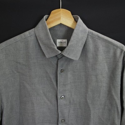 Giorgio Armani Collezioni Button Shirt Size M Mens Cotton Wool Long Sleeve 