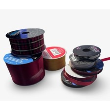 Holiday Ribbon Lot Plaid, Burgundy, Gold, Red 8 Roll