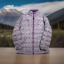 Marmot Girls Purple Duck Down Quilted Puffer Jacket Zip Up, Zip Pockets, No Hood