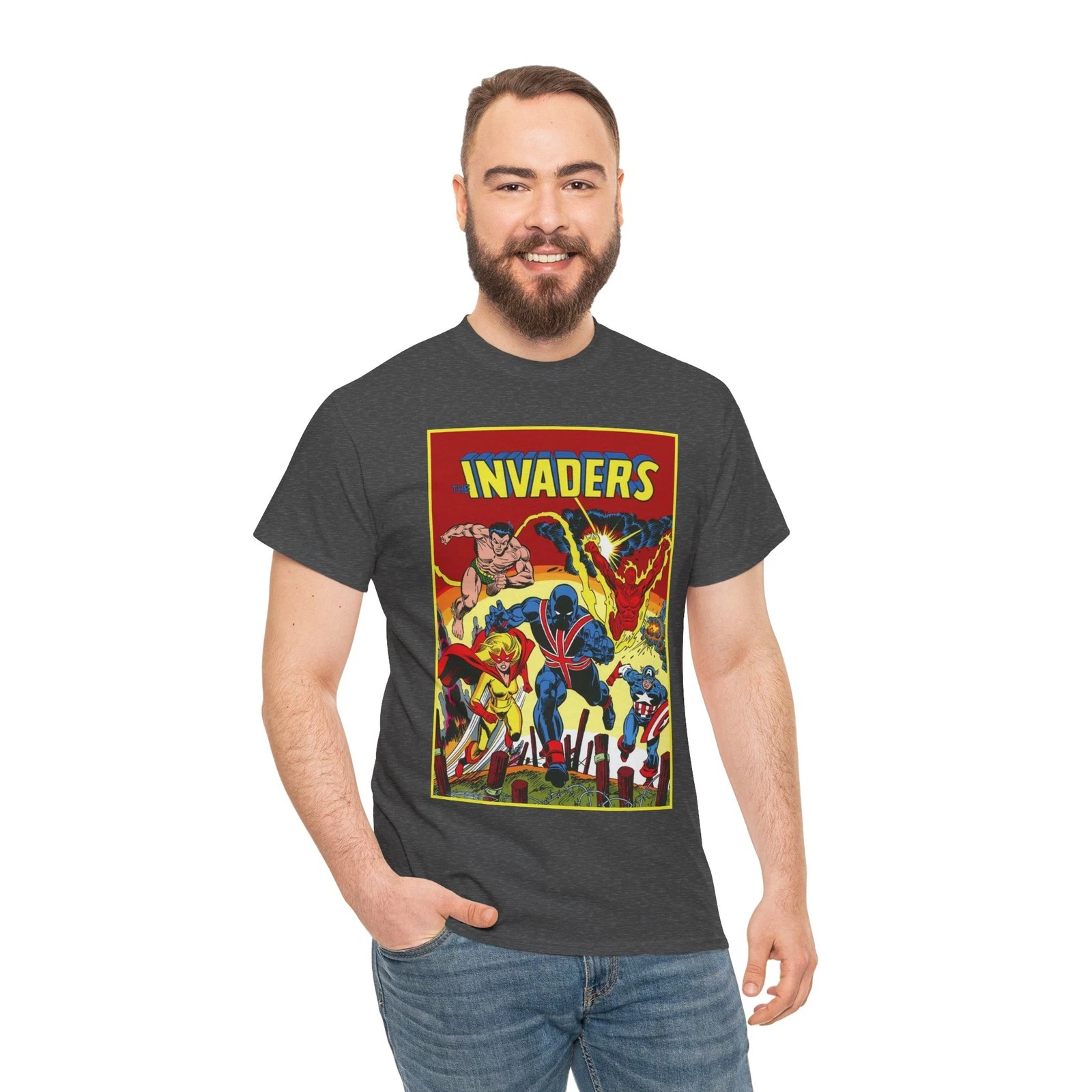 Invaders T-Shirt - Captain America, Human Torch, Namor, Spitfire - Marvel Comics