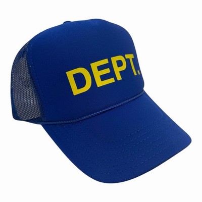 NEW DEPARTMENT DEPT BLUE YELLOW HAT 5 PANEL HIGH CROWN TRUCKER SNAPBACK