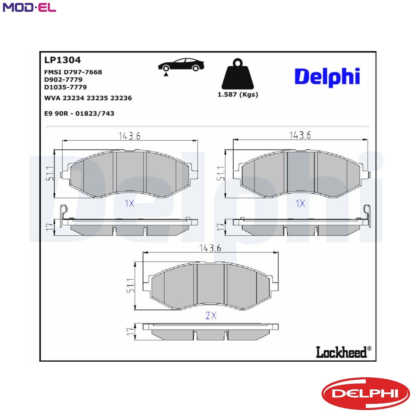 BRAKE PAD SET DISC BRAKE LP1304 FOR DAEWOO LANOS/SENS PRINCE KONDOR LACETTI 1.8L
