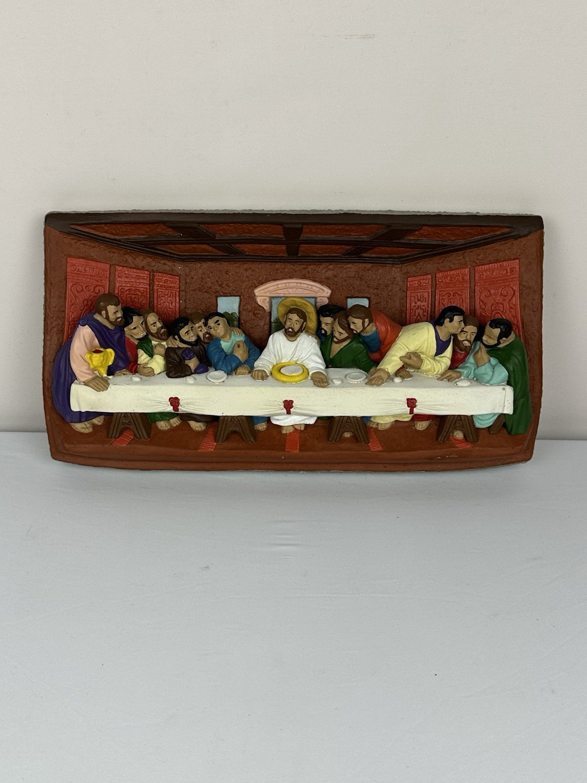 Vintage 3D Chalkware Wall Art The Last Supper 1970’s Jesus Disciples Religious