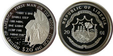 elf Liberia 20 D 2001 Moon Landing Silver Proof